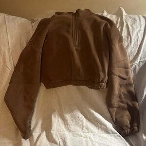 Brown Quarter-Zip Women's Sweatshirt